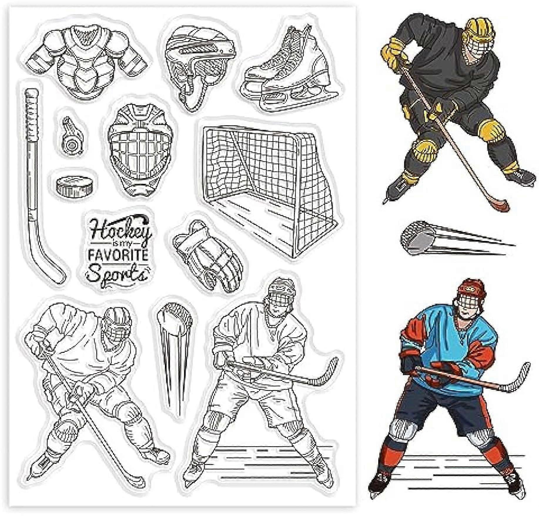 Hockey Puck Background Clear Stamps Hockey Puck Clear Rubber Stamps Silicone Clear Stamps for Card Making Rubber Stamps for Crafting Paper DIY Scrapbo