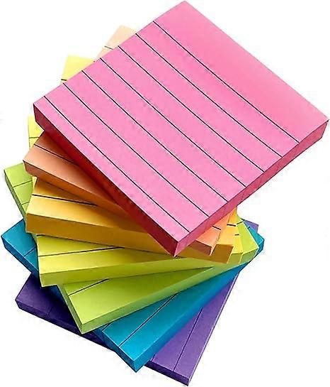7 Pack Lined Sticky Notes, Colorful Notes 3x3, Super Sticking Power Memo Pads, Self-Sticky Removable Note, 100 Sheets/Pad, School Supplies