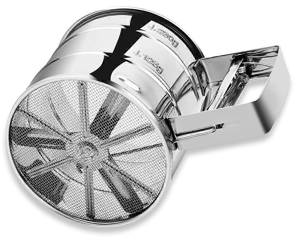 Fine Mesh Flour Sifter for Baking, One Hand Press Crank Sifter
