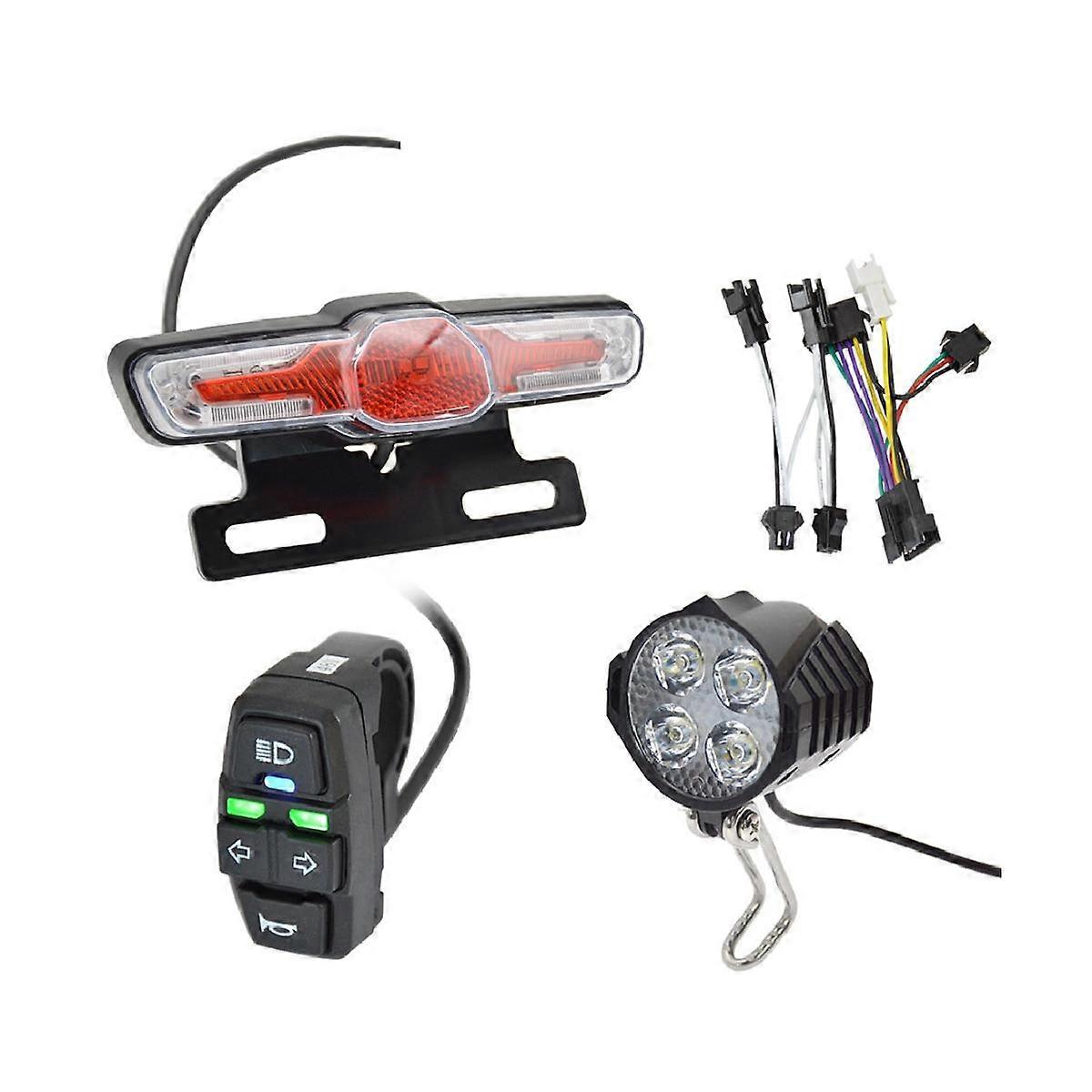 E-Bike Headlight Tail Light Sets Electric Bicycle 24V-48V Light Group Horn Tail Light Brake Light T