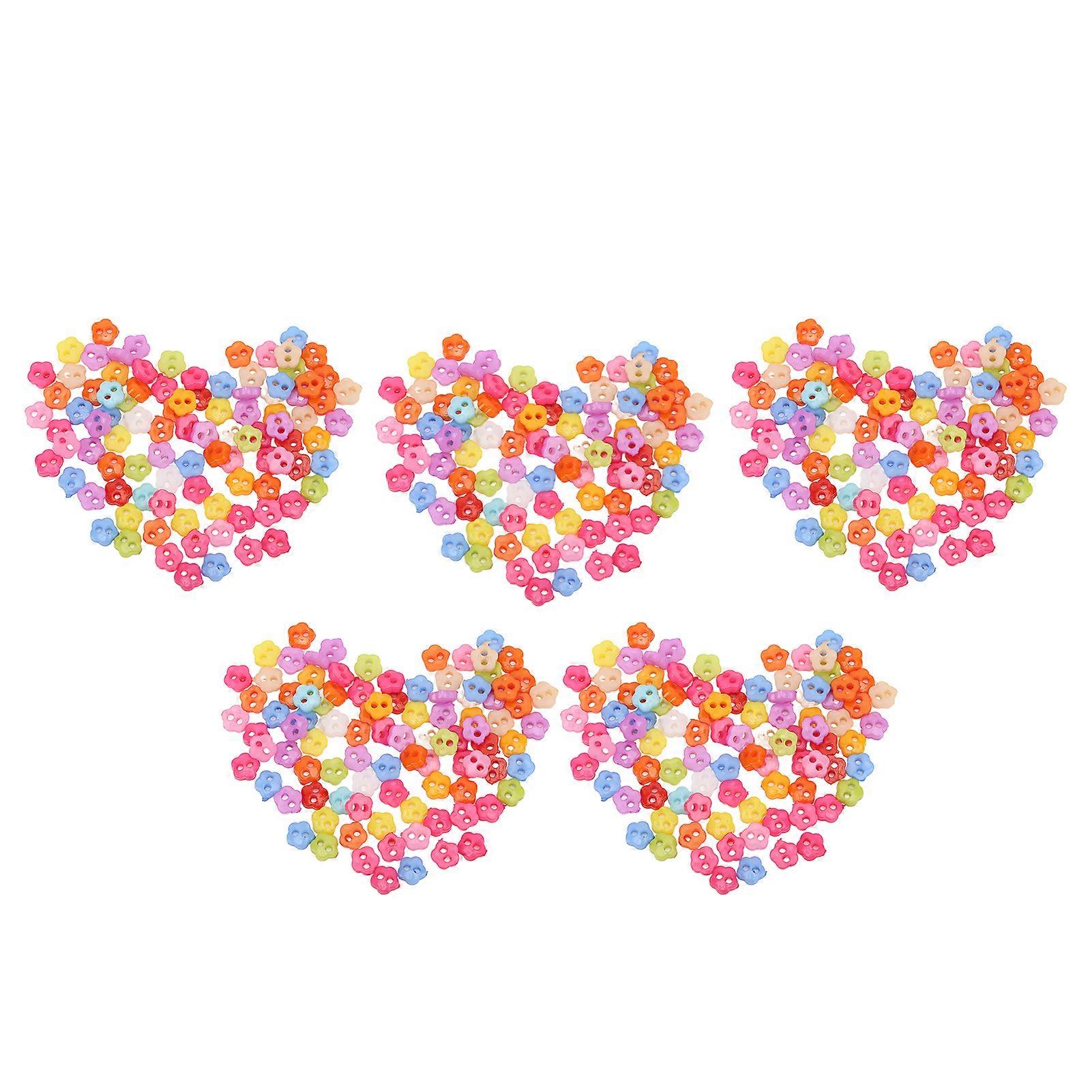 500 Pcs Mix Buttons Environmentally Friendly Materials Sturdy Candies Color Button for Clothing Decoration(FivePetaled Flowers )
