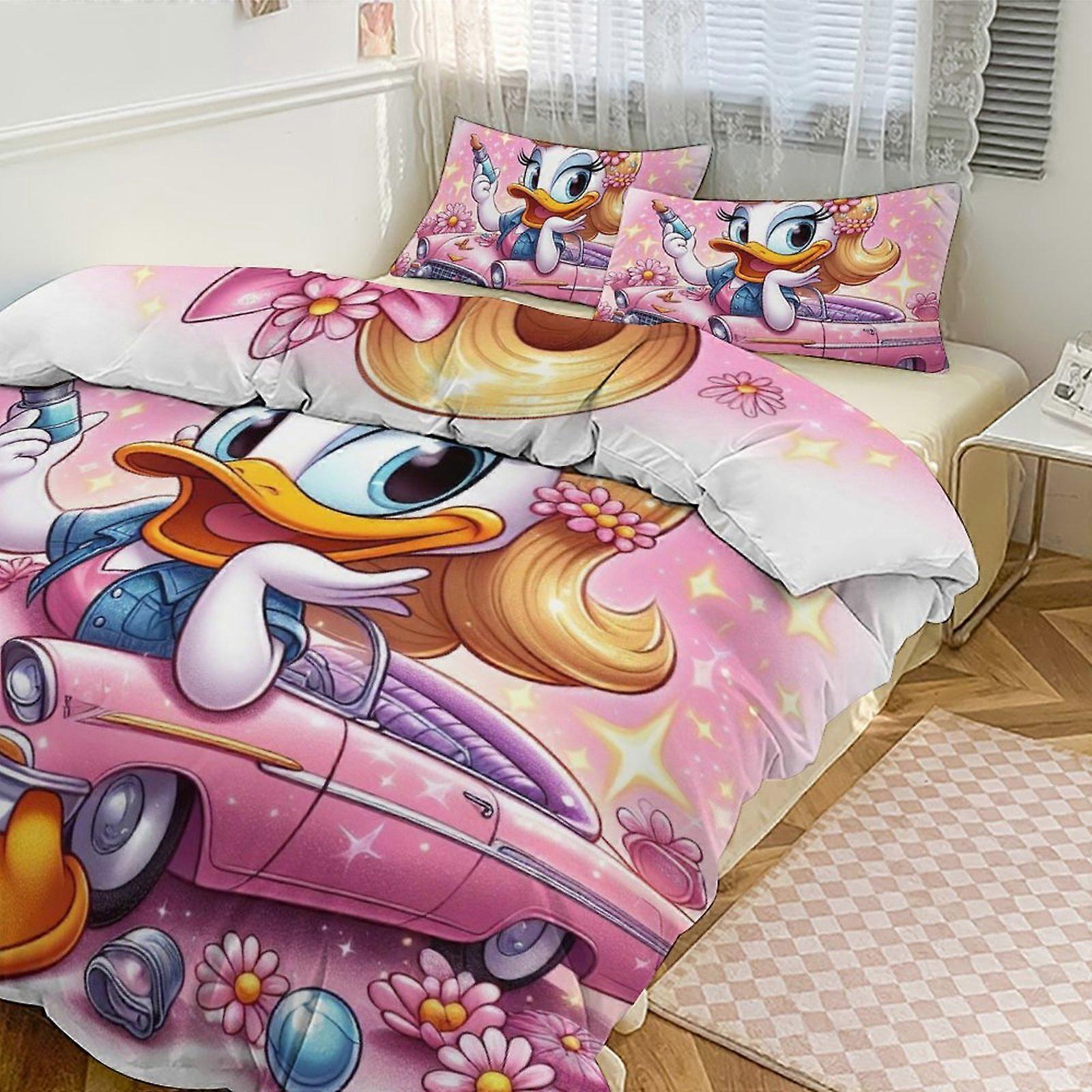 Lençóis g150 Daisy Duck Print Conjunto de Cama Padrão Duvet Cove Set 3 Peças 1 Capa de Colcha E 2 Fronhas para Mulheres Homens Adolescentes tq150 Lençóis