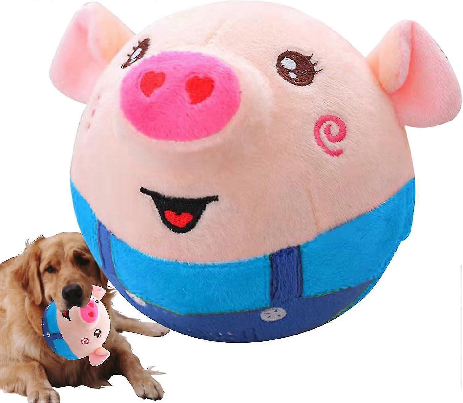 Active Moving Pet Plush Toy, Interactive Dog Pig Toy Pet Bouncing Balls