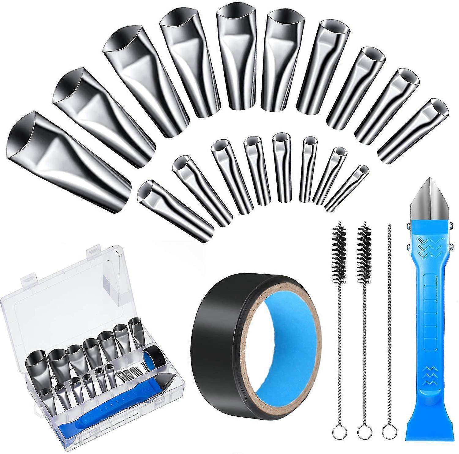 24 Caulking Finisher Kit With Case 18 Pieces Stainless Steel Caulking Nozzle 2 In 1 Silico