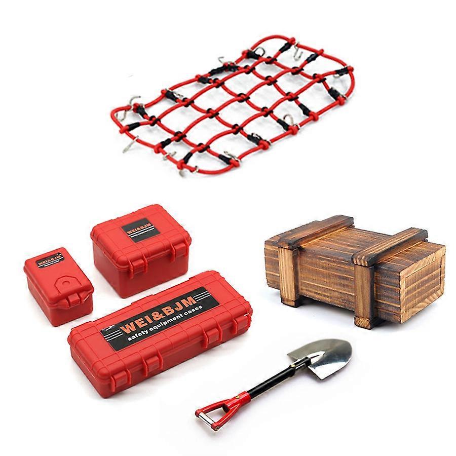 6PCS/Set Simulated Decoration Suitcase Luggage Net Shovel for TRX4 SCX10 90046 90047 Jimny VS4 RC C