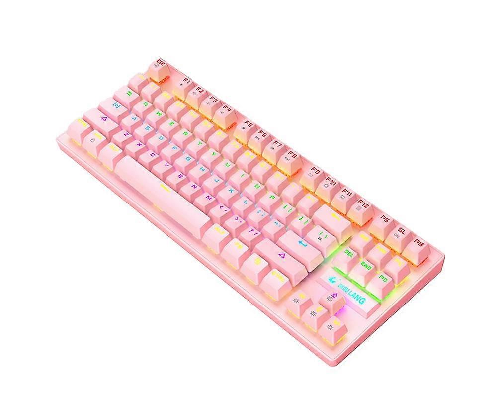 K2 87 Keys Universal Wired RGB Backlight Mechanical Keyboard Computer Accessory - Pink