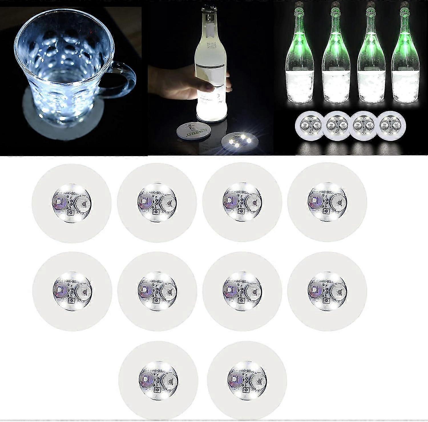 10pcs Led Coasters, Light Up Coasters Led - Stick On Bottleglass - Great For Party, Wedding