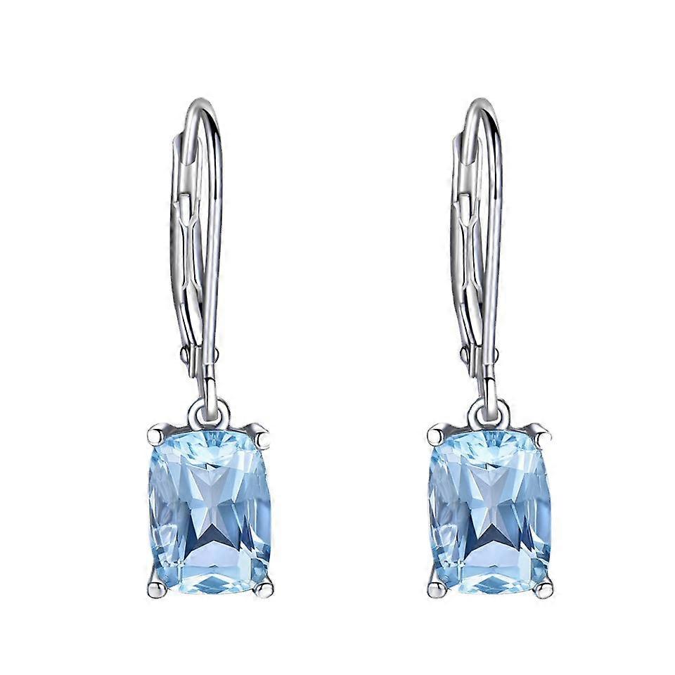 925 Sterling Silver Sky Blue Topaz Drop Earrings Elegant