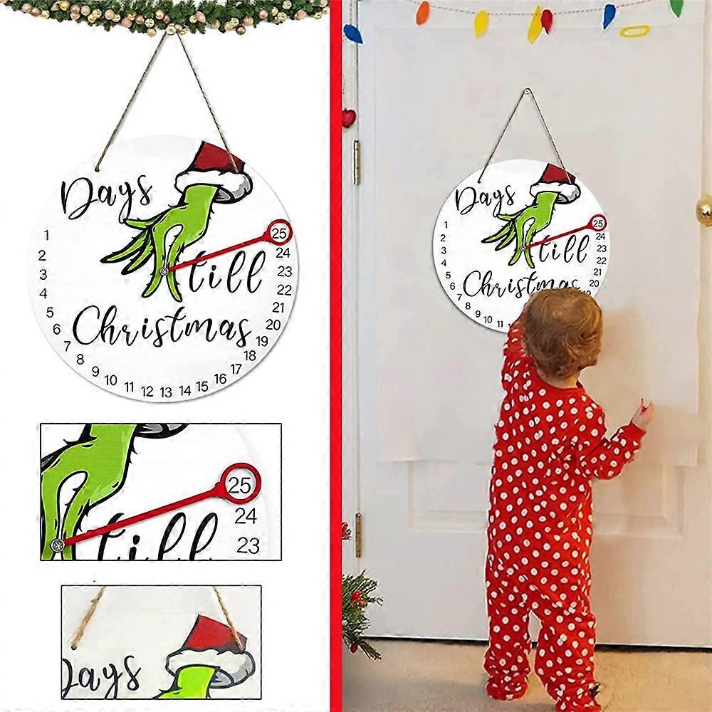 Christmas Hanging Calendar 25 Days Countdown Wooden Xmas Decoration Welcome Sign Wreath