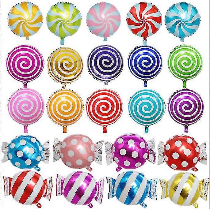 Candy Balloons, Set Of 23 Mylar Balloons Lollipop Swirls Peppermint Balloons For A Candy Bar Or Candy Buffet, Candy Birthday Party Decor, Kids Candy C
