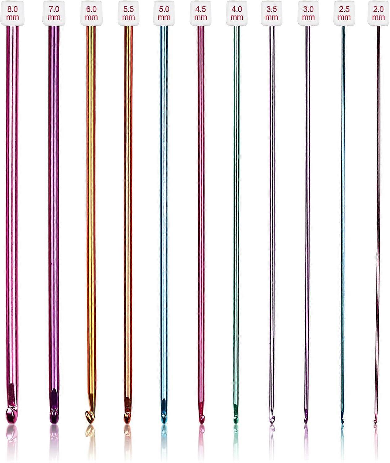 Long Crochet Hooks Set, 11 Tunisian Crochet Hooks, Multicolored Afghan Crochet Hooks for Crocheting, 2 mm (B) -8 mm (L), Knitting Crochet Hooks Tools