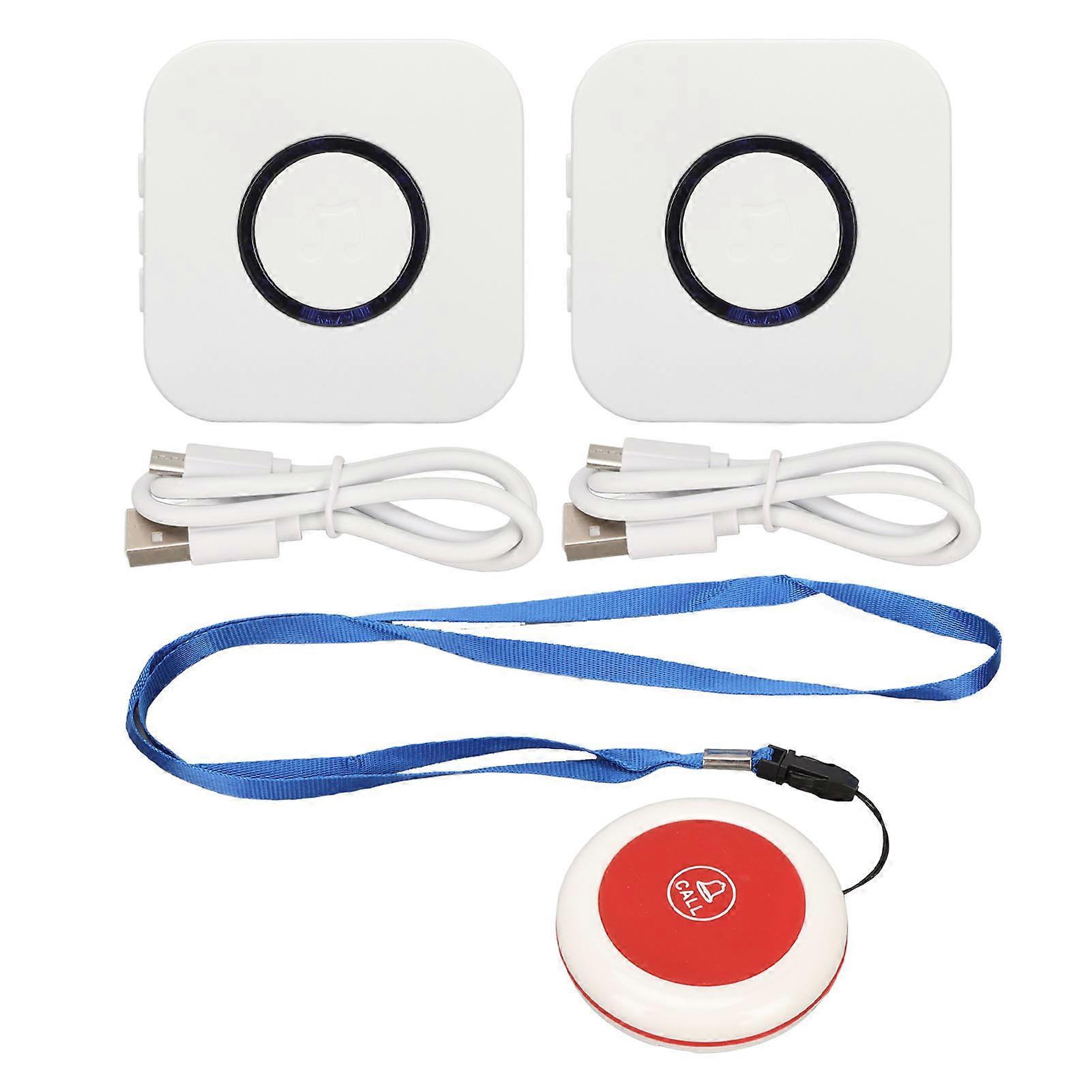 Wireless Caregiver Pager 2 for 1 Adjustable Volume Long Distance Transmission Alert Button for Nurse Alert System