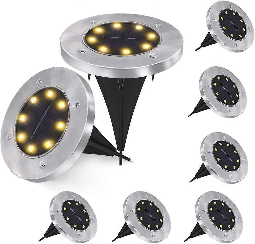 8 Pack Solar Ground Lights, 8 LED Solar Garden Lights