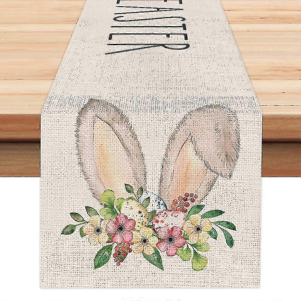 Happy Easter Day Table Runner Compatible with Easter Bunny Table Decoration (13 X 72 Inch)-Q