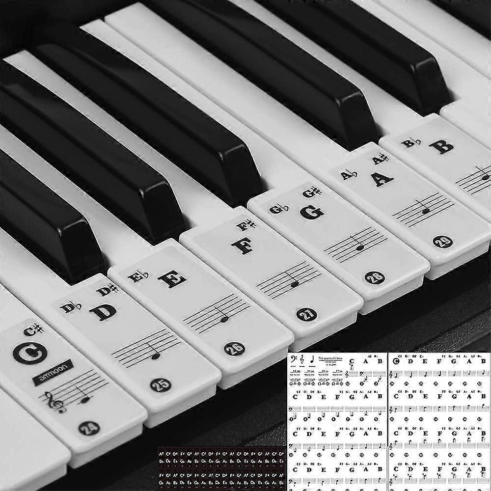 Piano Stickers For 49/61/88 Key Keyboards White Keys Transparent And Removable