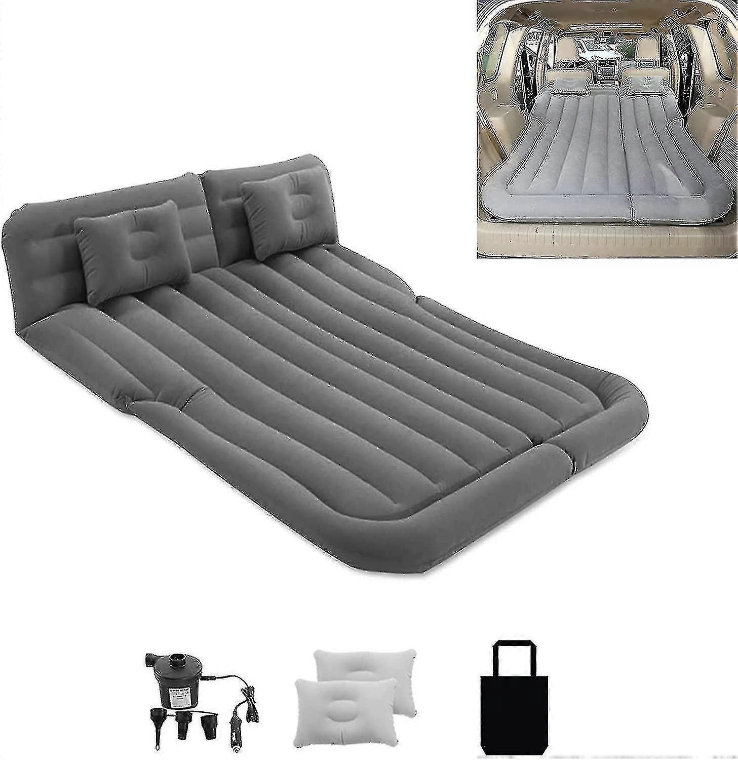 For Tesla Model 3 Model Y Model S Madrass Bærbar Oppblåsbar Billuftseng Med Elektrisk Luftpumpe Flocking Surface