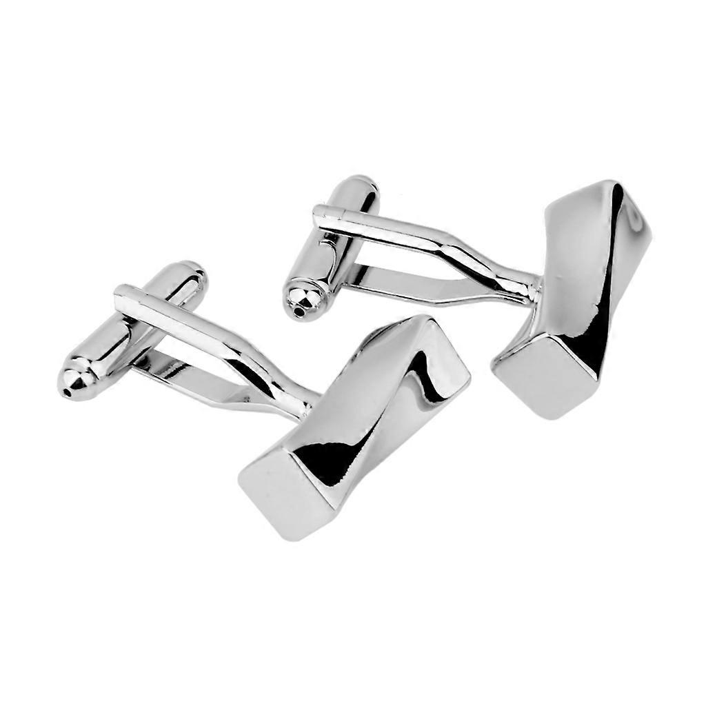 Men's Groom Twist Cufflinks Cuff Links Silver