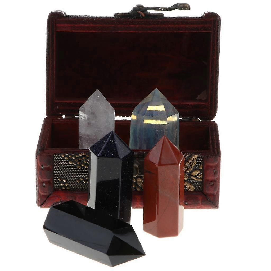 Box Of 5 pieces Crystal Obsidian Quartz Amethyst for Energy Health Cultivation Rock & Mineral Collection Specimens Geology Science Kit Earth Toy #B