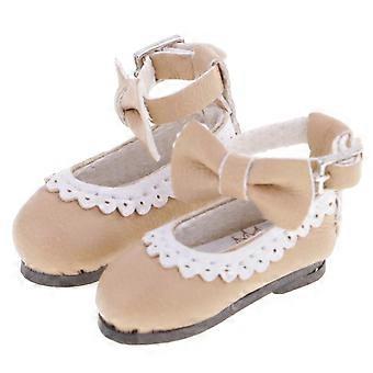 4x Pair Bowknot Ankle Strap Buckle Shoes for 12''  Dolls Beige