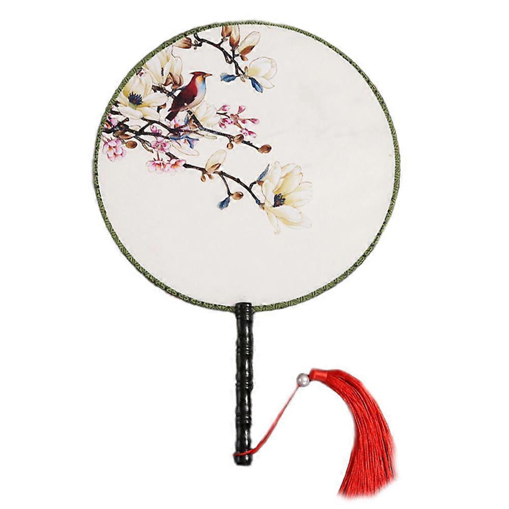 Round Double-Sided Pattern Chinese Ancient Hand Fan Classic Palace Paddle Hand Fan Style2