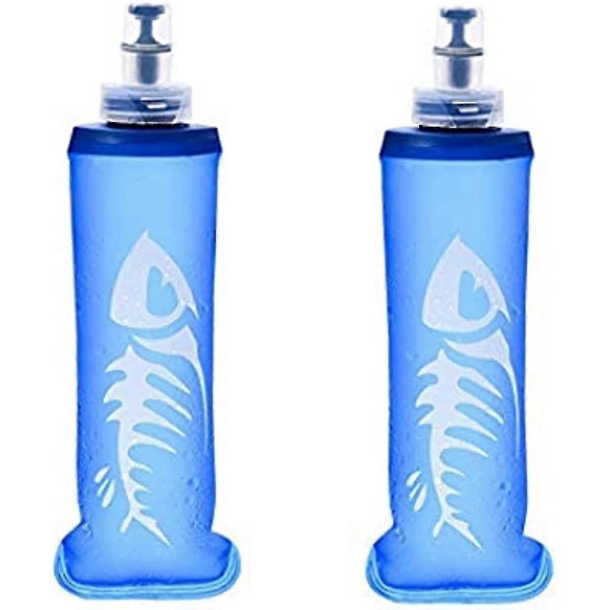 2pack Soft Flask Water Bottle Bouteilles d’eau pliable 250ml Pour la course à pied Cyclisme Escalade Bleue Bouteilles d’eau douce Bouteilles d’eau pliable Wa