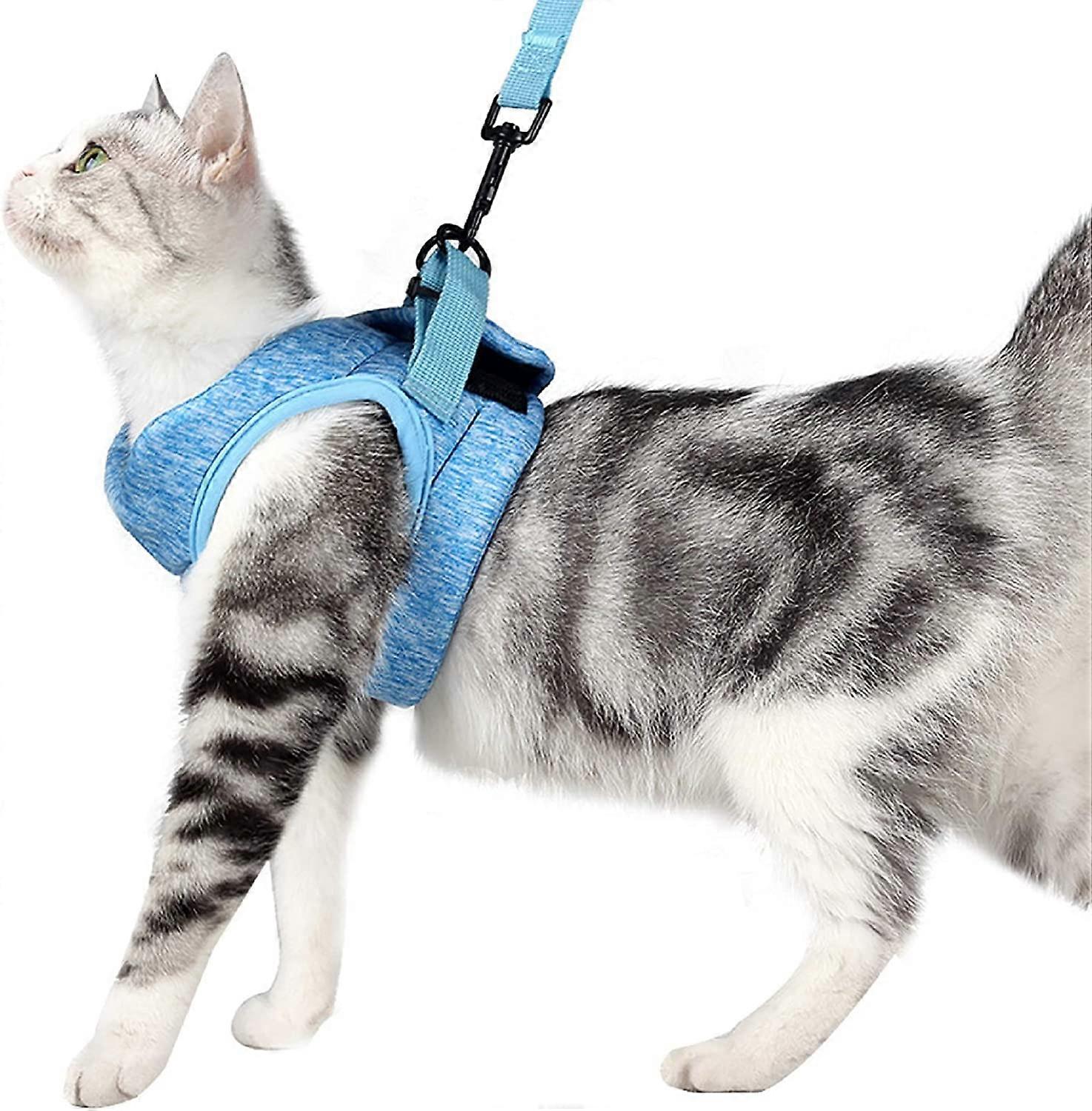 Cat Harness Leash Straps Soft and Comfortable Cat Walking Jacket with Running Cushioning and Escape Proof for Puppies with Cationic Fabric