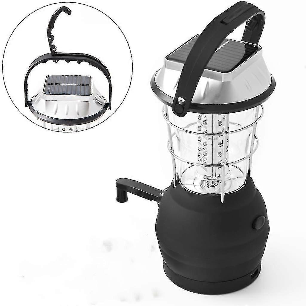Solar Lantern Hand Vev Dynamo Uppladdningsbar Camping Lantern Nödljus