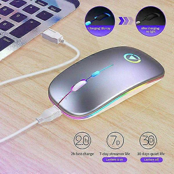Souris USB rechargeables silencieuses pour souris sans fil lumineuses