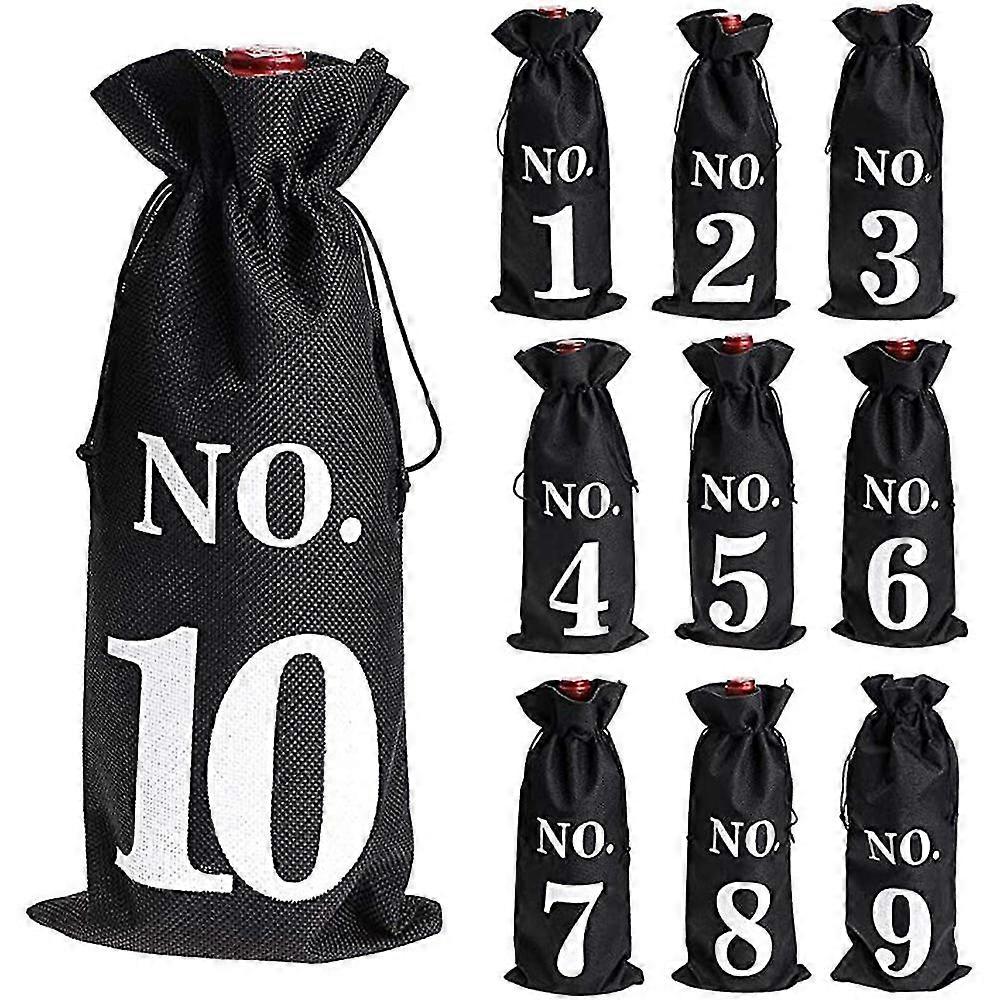 1 To 10 Burlap Wine Bags Blind Tasting Drawstring Drawstring Pocket Wine Bottle Sleeves PQG