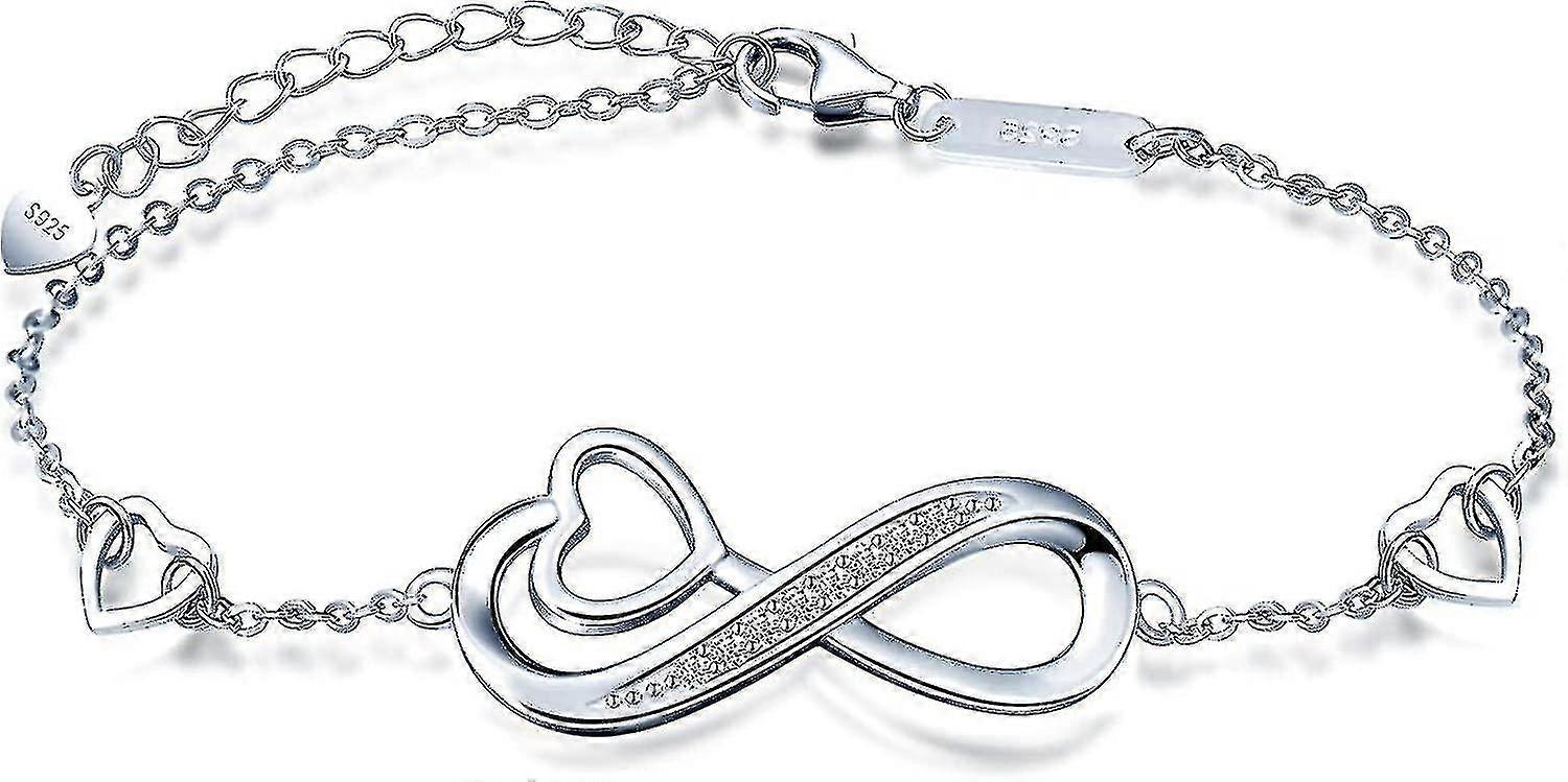 Pulsera de corazón Infinity Infinity Symbol para mujer 925 Sterling Silver Cubic Gift