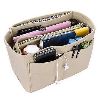 håndveske arrangør for kvinner, håndveske mappeveske med glidelås pocket1pcs-beige