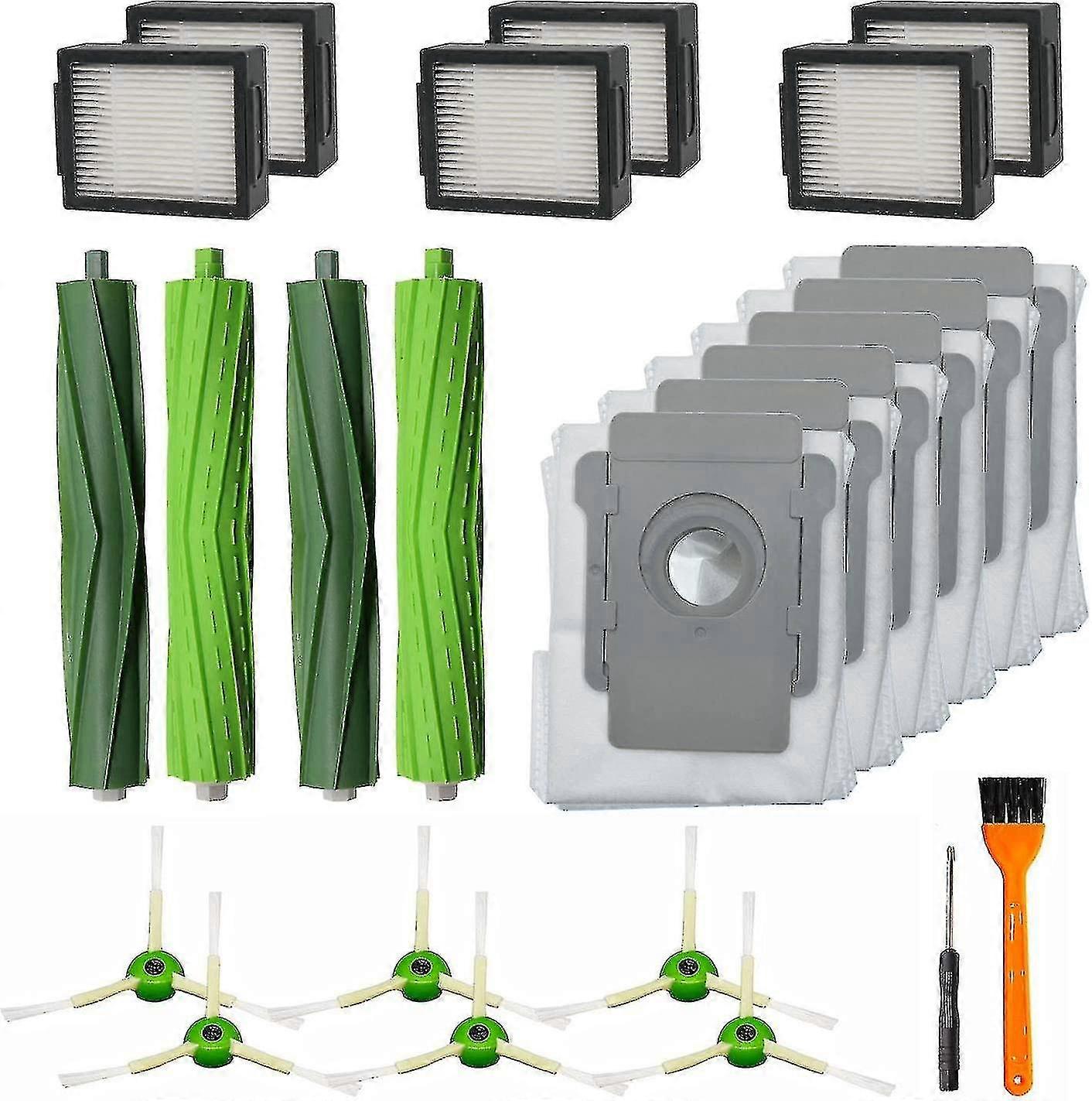 20 Pack Replacement Parts For Irobot Roomba I7 I7+ I3 I3+ I4 I4+ I6 I6+ I8 I8+ J7 J7+plus E5 E6 E7 Vacuum Cleaner, 2 Rubber Brushes 6 Hepa Filter Sid