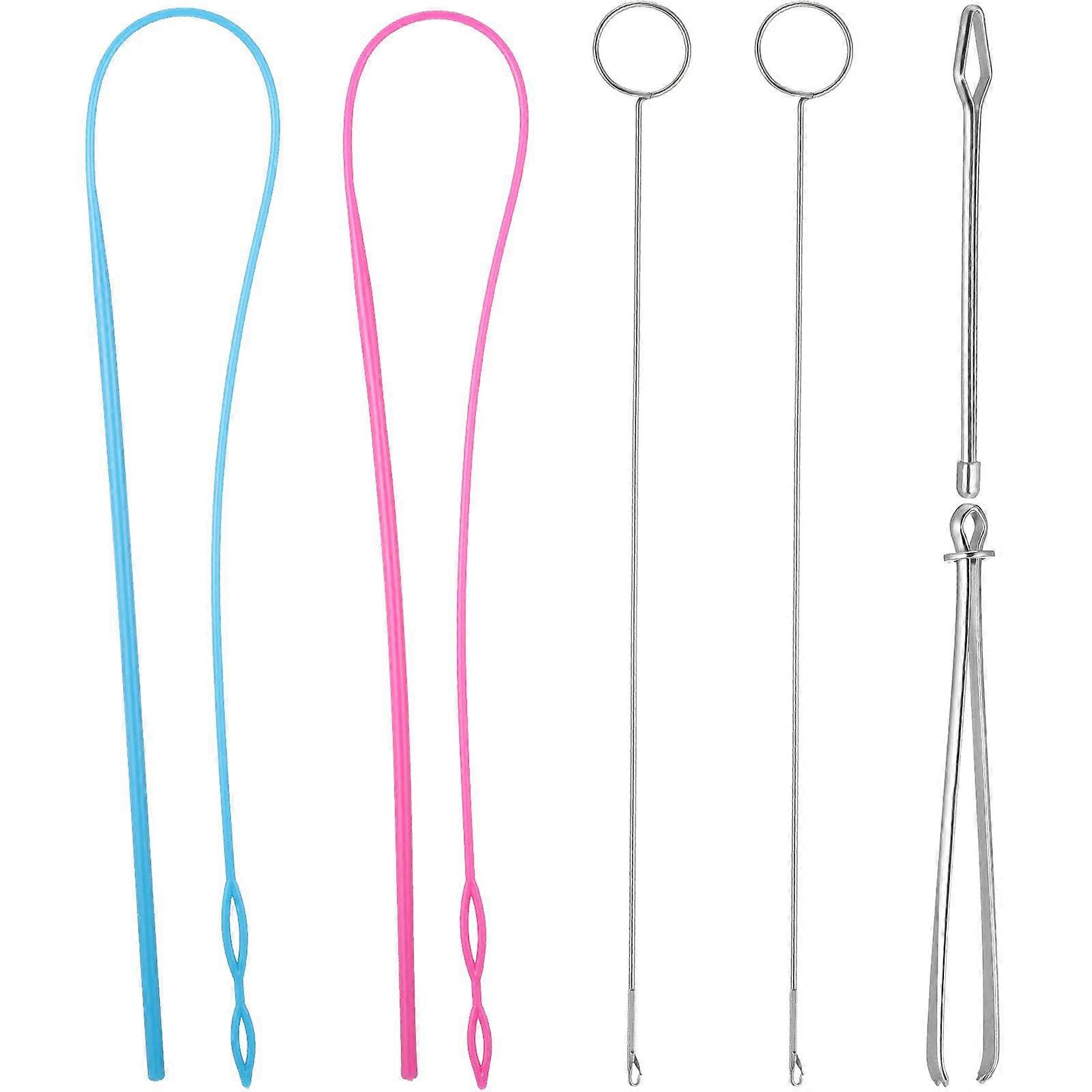 6 Pieces Sewing Loop Kit, Loop Turner Flexible Drawstring Threader Metal Tweezers Long Loop Turner