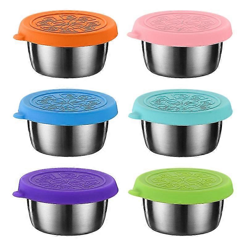 6Pcs Salad Dressing Containers Sauce Cups Food Grade BPA Free Reusable Leak-Proof Small Condiment Co