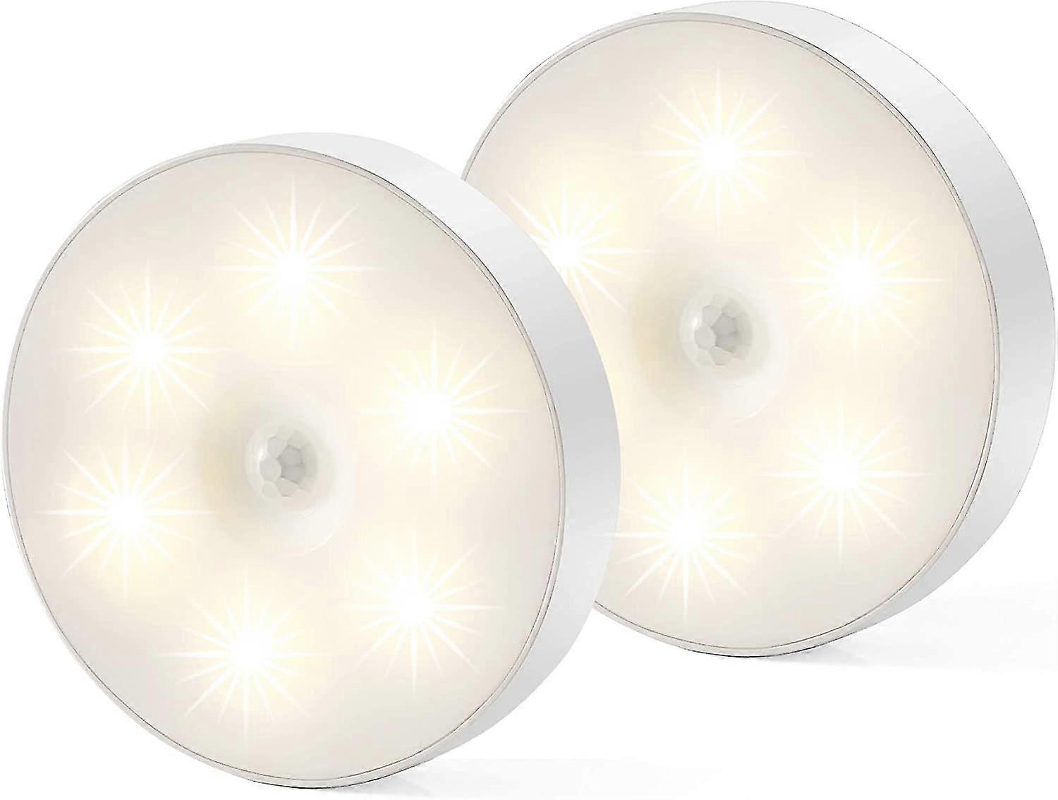 2pack Led Motion Sensor Night Light, Battery Powered Light Warm White