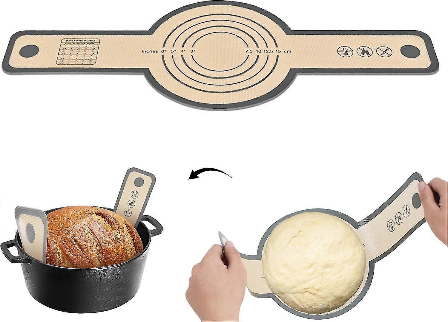 Silicone Bread Sling for Dutch Oven, Non-Stick & Heat Resistant Dutch Oven Liners With Long Handles, Reusable Bread Mat For Sourdough Bread
