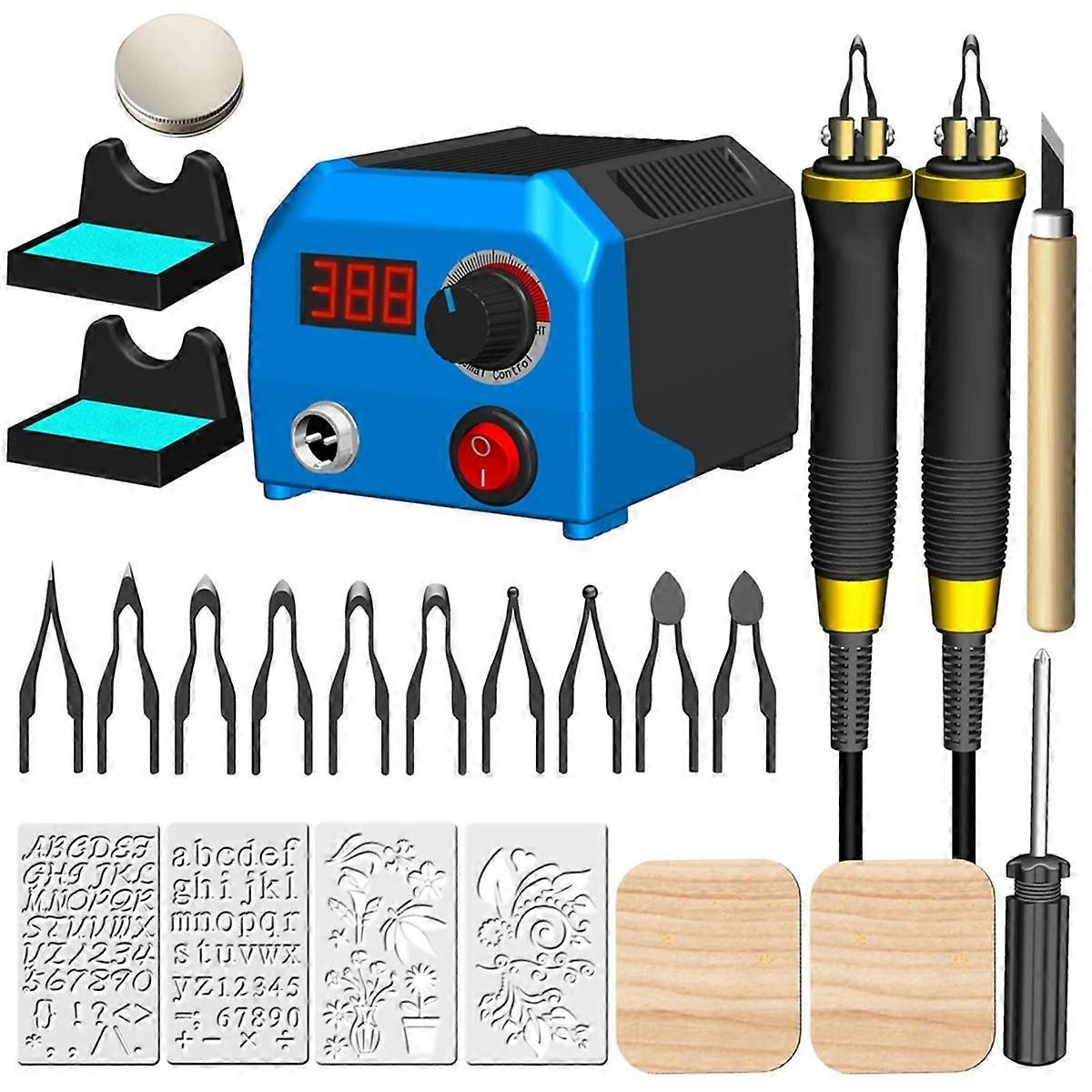 Wood Burning Kit, Wood Burning Tool, Digitally Adjustable Temperature Wood Burner Kit (LH55-Fine-Pen-Point) US Plug