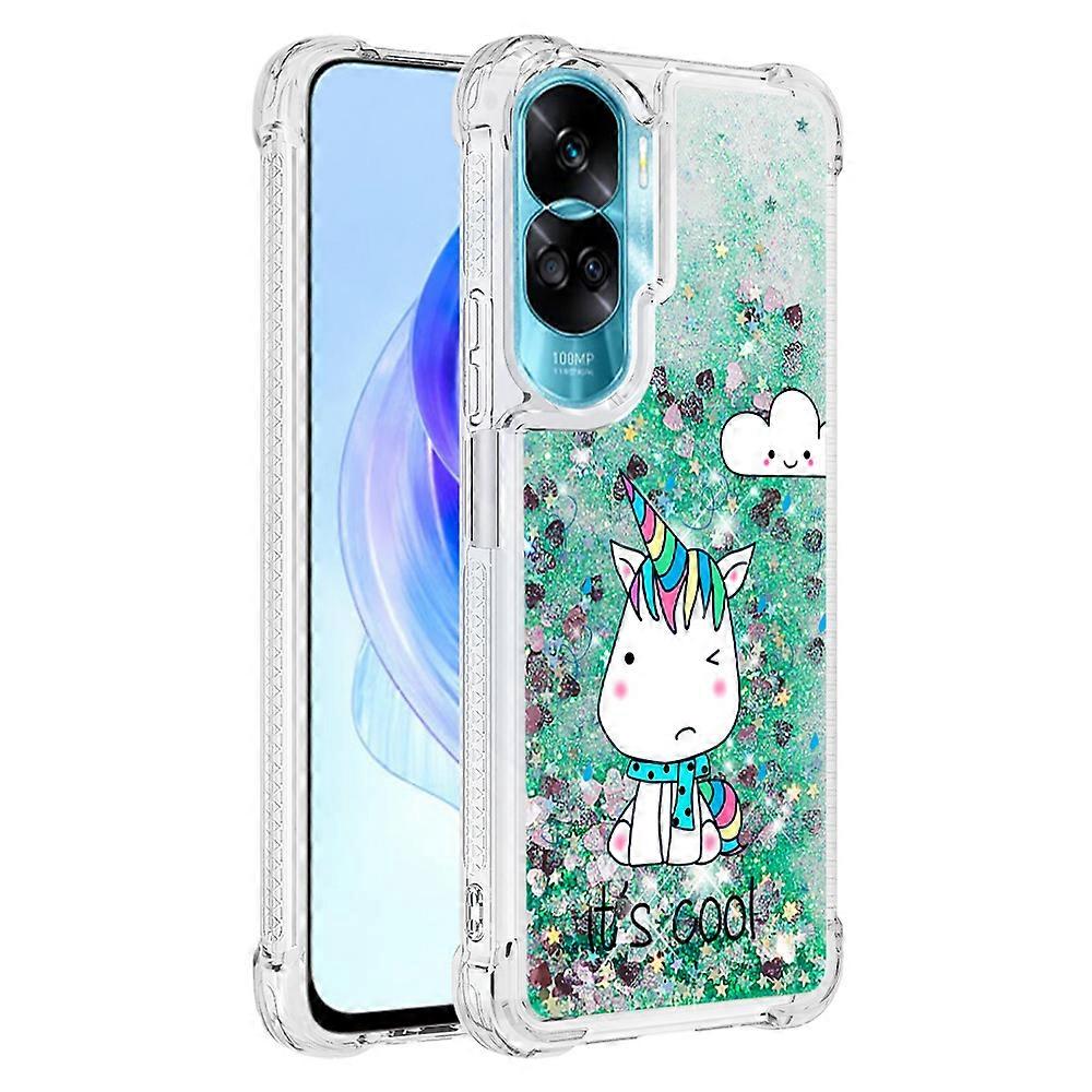 For Honor 90 Lite 5G Glitter Floating Liquid Case Pattern Printing TPU Phone Cover