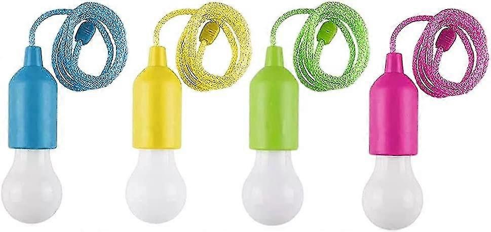 4 Pack,led Pull Cord Light Bulb,haning String Light,portable Hanging Battery Operated Camping Lamp Bulb (no Battery)