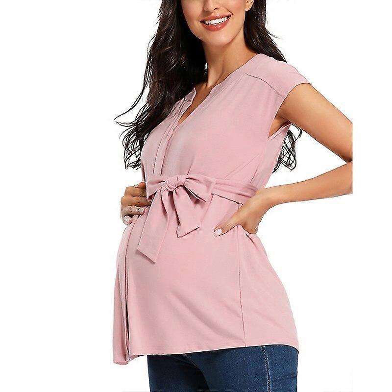 Women Maternity Tank Tops Pregnancy Sleeveless Tees Pregnant Shirts with Belt Maternity Summer Classic Tops Women Clothing Skirts