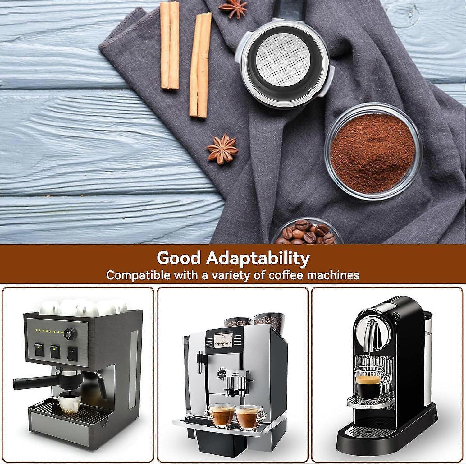 2 Pieces 51mm Coffee Filter Holder, Reusable Permanent Coffee Filter Filterless Coffee Stainless Steel Baskets, Coffee Machine Replacement Accessories