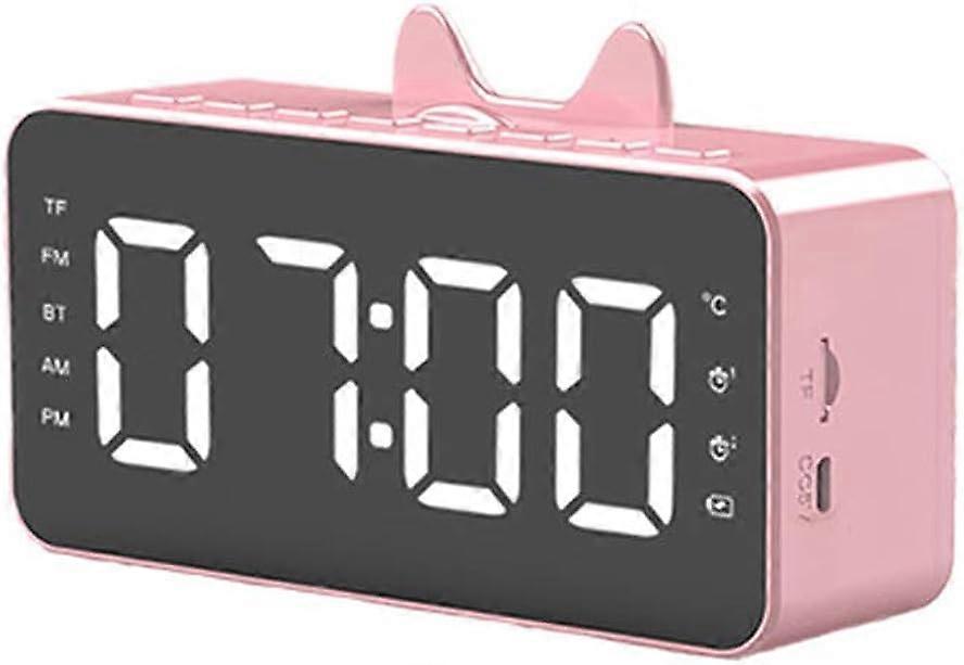 Digital display small Desktop clock Student bedroom desktop alarm clockpink