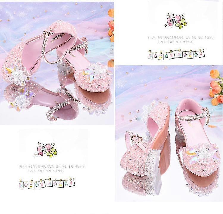Sandales d'été pour filles, chaussures de princesse pour enfants, sandales à talons hauts avec nœud papillon en cristal, robe de soirée de mariage, nouvelle collection 2021  1501