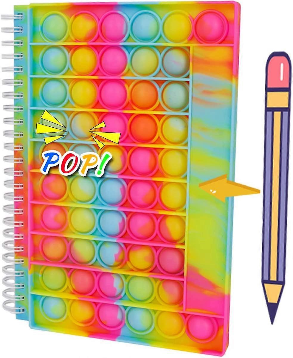 Pop Bubble Notebook with Pencil Case for Girls Boys, Popper Notebook with Pen Case for School Kids, Fidget Pop Notebook School Season Notepad Notes Wo