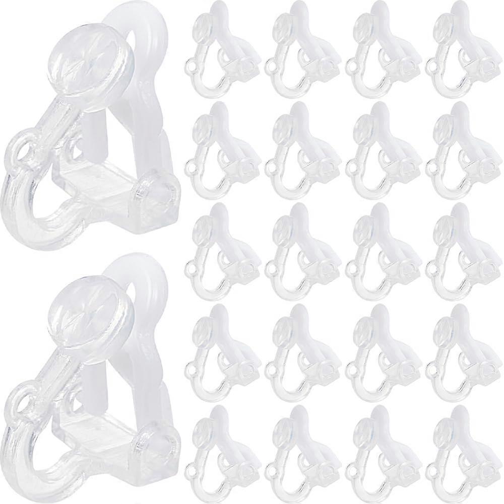 1 Box 200Pcs Plastic Earring Converter Clear Clip Earrings Backs Non Pierced Triangle Shape Earring Component with Loops Clip on Earring Findings for 