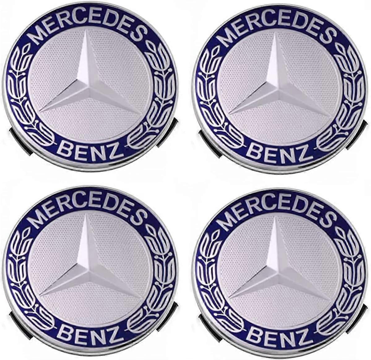 Conjunto de 4 Cub Caps Compatível com Mercedes Benz 75mm - Azul
