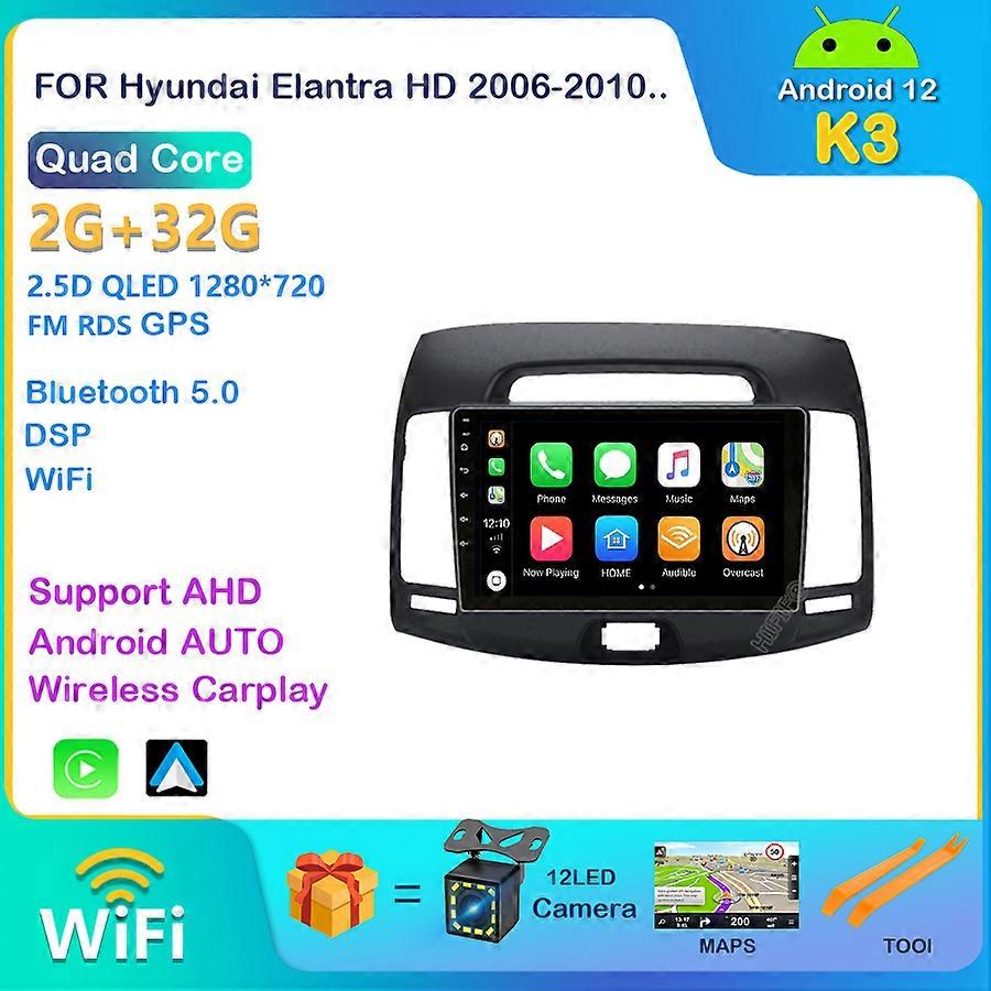 4+64G dsp Octa core Car Radio Multimedia 2 din android 12 Video Player Navigation GPS Carplay For Hyundai Elantra HD 2006-2010