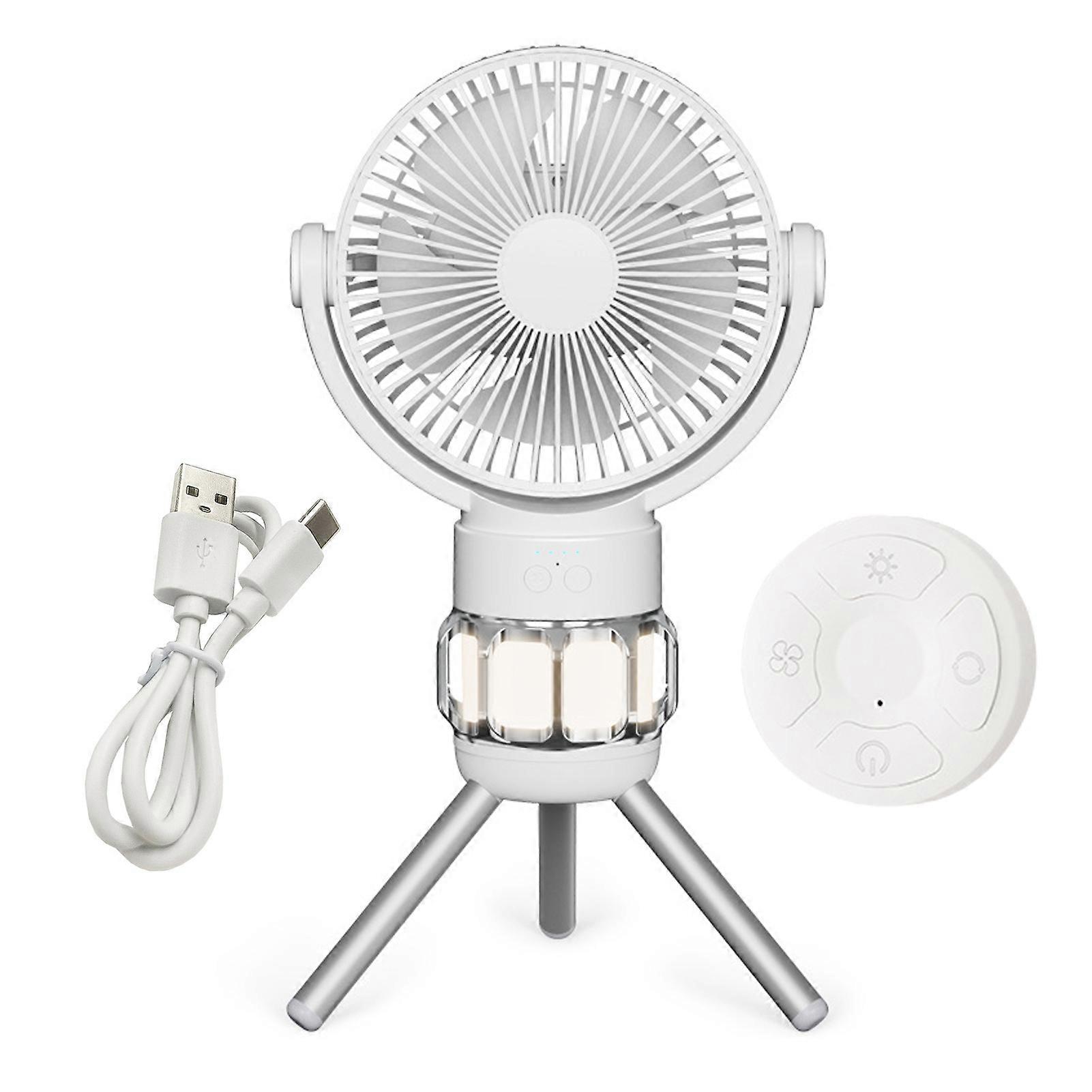 Camping Fan with LED Light 3 Speed Settings Strong Airflow Low Noise Rechargeable Rotatable Remote Control Cooling LED Fan Lantern QingHai