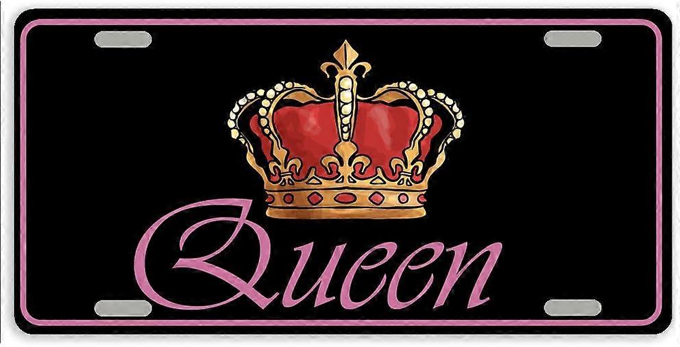 Tampa de Placa de Licença de Carro de Metal Crown Queen com 4 Furos 12 x 6 Polegadas