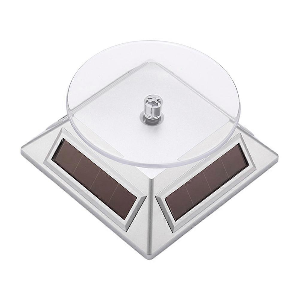 Solar Display Platform Battery Power Rotating Platform Jewelry Display Stand without Battery Silver